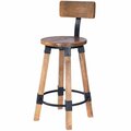 Gfancy Fixtures Sturdy Wood & Metal Counter Stool Natural Wood GF3102444